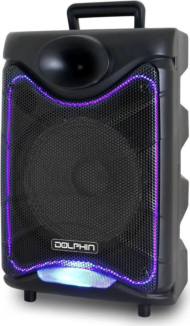 Alt view image 10 of 13 - Dolphin SP-850RBT Portable Bluetooth Speaker with Lights and Handheld Microphone