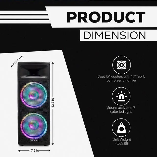 Alt view image 6 of 7 - Dolphin SPX-280BT 2x15 High Performance ELITE SERIES Speaker