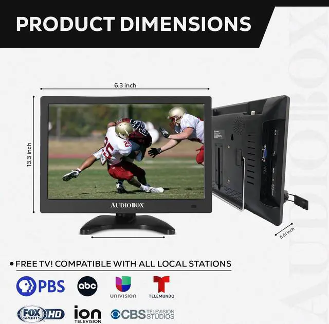 Alt view image 4 of 7 - 13" Portable LCD Monitor & TV for RV, Camping, Tailgating - HDMI, USB, Local Channels, 12V Car Charger