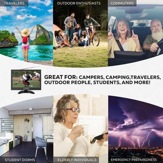 Alt view image 6 of 7 - 13" Portable LCD Monitor & TV for RV, Camping, Tailgating - HDMI, USB, Local Channels, 12V Car Charger