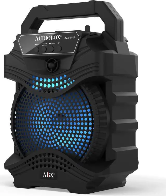 Alt view image 4 of 4 - Audiobox ABX-650R Portable PA Speaker ABX-650R with Bluetooth, Sound Activated Lights, Built-In Phone Holder, and 1000W Power