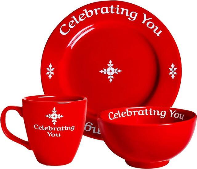 Alt view image 6 of 7 - Celebrating You Red Plate in custom Gift Box. Birthday Plate, Mothers Day, Wedding, Anniversary, Holiday Gift, Red Dinner Plate, Quality Personalized Special Red Plate Microwave & Dishwasher Safe