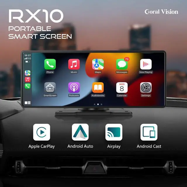 スマートスクリーン ワイヤレス10インチCarPlay/Android Auto Coral Vision 10inch Smart Screen ,portable wireless carplay