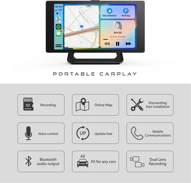Alt view image 3 of 7 - Coral Vision R12 Dual Lens Dashcam CarPlay Bluetooth audio output 5-inch Driving Recorder with CarPlay Android Auto