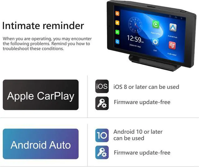 Alt view image 6 of 7 - Coral Vision R12 Dual Lens Dashcam CarPlay Bluetooth audio output 5-inch Driving Recorder with CarPlay Android Auto