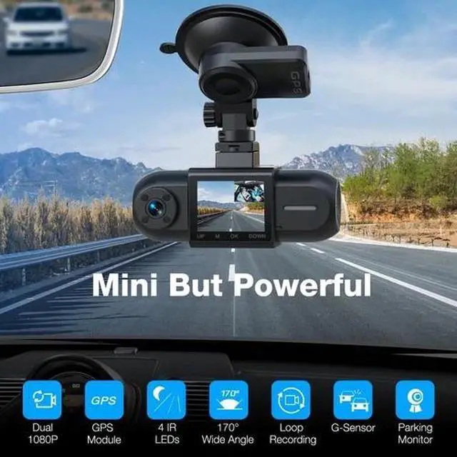 Alt view image 2 of 7 - Campark Front Inside Dual 1080P GPS Dash Cam FHD Car Camera 4 IR Night Vision