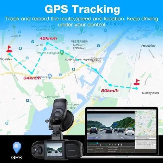 Alt view image 3 of 7 - Campark Front Inside Dual 1080P GPS Dash Cam FHD Car Camera 4 IR Night Vision