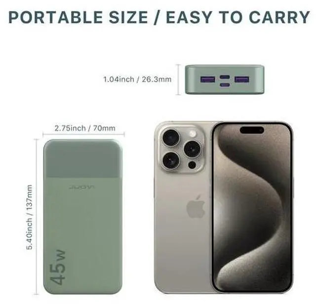 Alt view image 2 of 6 - 20000mAh Portable Power Bank 45W PD Charging External Battery Charger For Phone