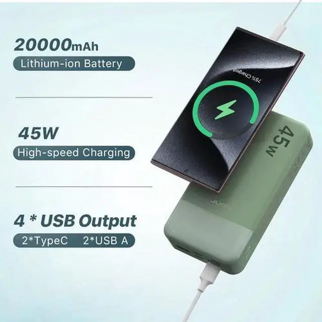 Alt view image 4 of 6 - 20000mAh Portable Power Bank 45W PD Charging External Battery Charger For Phone
