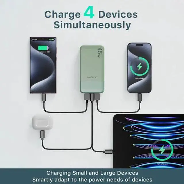 Alt view image 5 of 6 - 20000mAh Portable Power Bank 45W PD Charging External Battery Charger For Phone