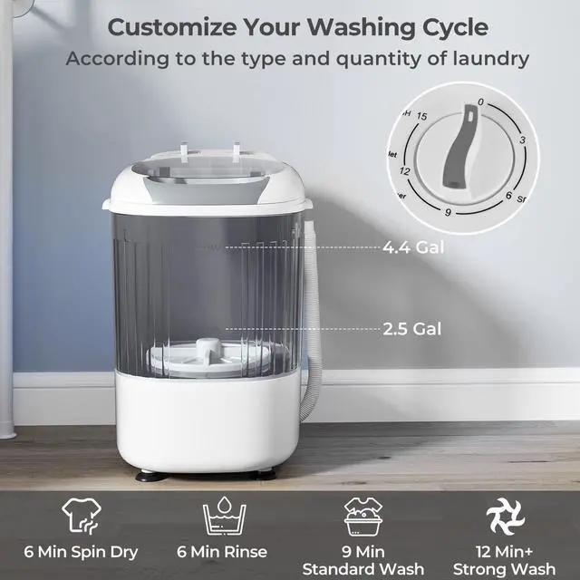 Alt view image 3 of 7 - ARLIME Portable Washing Machine, 5.5 lbs Mini Top Load Washer with Removable Spin Dry Tub & Safety Cover, Compact Semi-Automatic Laundry Machine for Home Apartment RV Dorm, Blue/Gray (Grey)