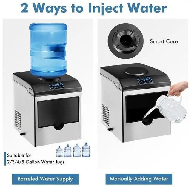 Alt view image 2 of 7 - ARLIME Ice Maker with Water Dispenser, 2 in 1 Countertop Ice Maker with 5 lbs Storage Basket, 2 Ways to Add Water, 48 Pounds in 24 Hours, Water Cooler for 5 Gallon Bottle, Perfect for Home Office