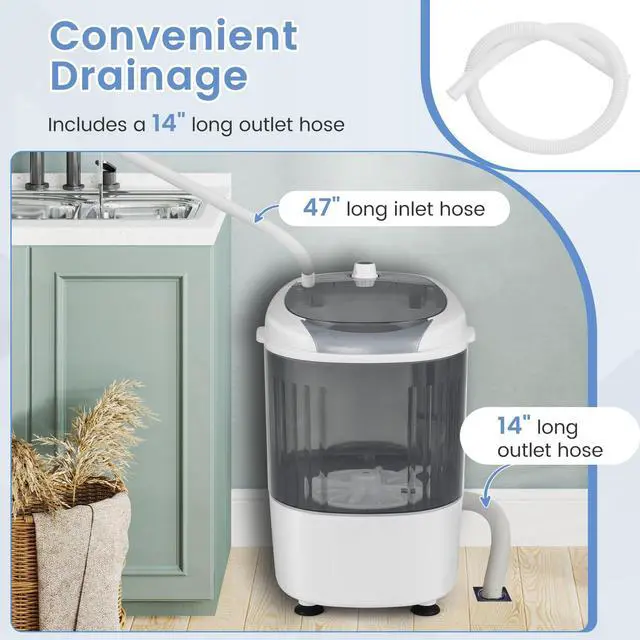 Alt view image 5 of 7 - ARLIME Mini Washer and Dryer Combo, 5.5 Lbs Mini Laundry Washer, Semi-automatic Washing Machine with Drain Hose & Spin Tub, Small Washing Machine for Drom RV Apartment (Grey)