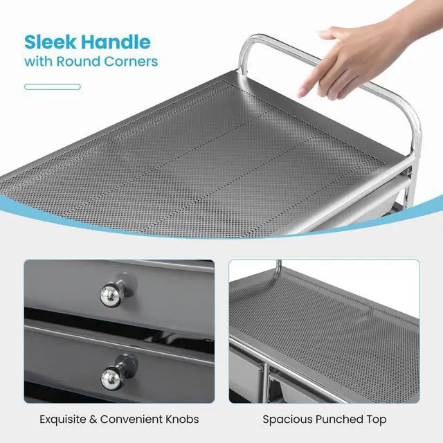 Alt view image 6 of 7 - ARLIME 15-Drawer Storage Cart, Grey, Metal and Plastic Frame, Polypropylene Boxes, Rolling Organizer for Office and School