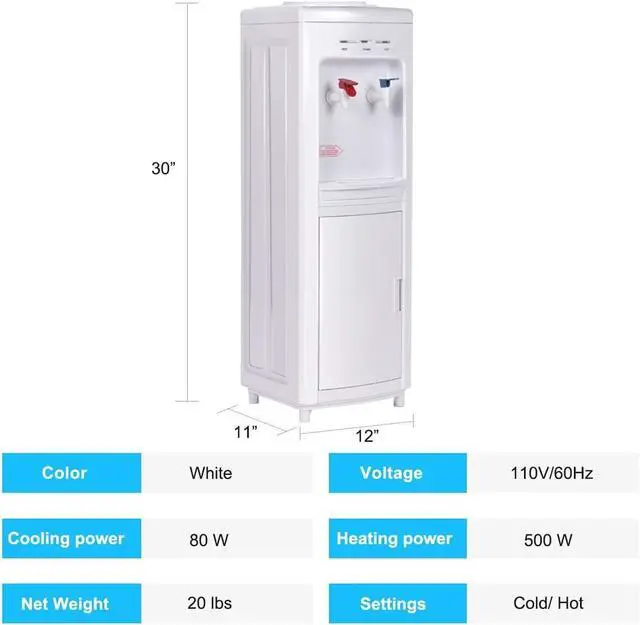 Alt view image 7 of 7 - ARLIME Top-Loading Water Dispenser, Hot & Cold Water Cooler for 3-5 Gallon Bottles, Child Safety Lock, Removable Drip Tray, Perfect for Home Ofiice, School