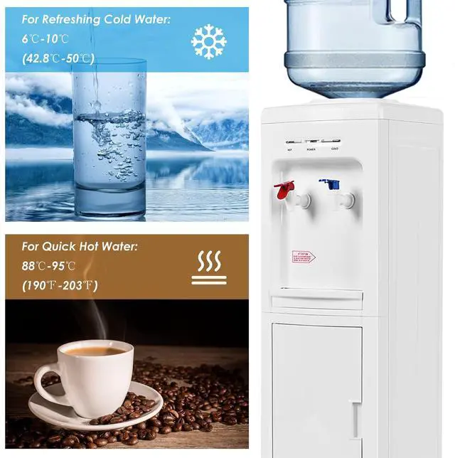 Alt view image 3 of 7 - ARLIME Top-Loading Water Dispenser, Hot & Cold Water Cooler for 3-5 Gallon Bottles, Child Safety Lock, Removable Drip Tray, Perfect for Home Ofiice, School