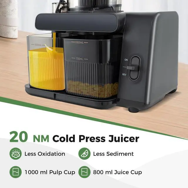 Alt view image 3 of 7 - ARLIME Cold Press Juicer, Slow Masticating Juicer w/ 5.3 Inch Large Feed Chute, Juice Extractor w/Reverse Button & Cleaning Brush, Easy to Clean, Juicer Machine for Whole Vegetables & Fruits