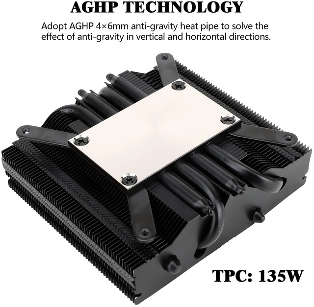 Alt view image 2 of 6 - AXP90 X47 Black Low Profile CPU Cooler, with 92mm TL-9015B Slim PWM Fan, ITX CPU Cooler, AGHP Technology, 47mm Height,for AMD AM4 AM5/Intel 1150/1151/1155/1851/1200/1700(AXP90 X47 Black)