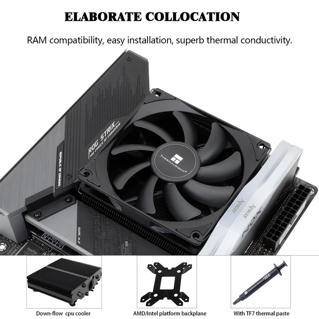 Alt view image 4 of 6 - AXP90 X47 Black Low Profile CPU Cooler, with 92mm TL-9015B Slim PWM Fan, ITX CPU Cooler, AGHP Technology, 47mm Height,for AMD AM4 AM5/Intel 1150/1151/1155/1851/1200/1700(AXP90 X47 Black)
