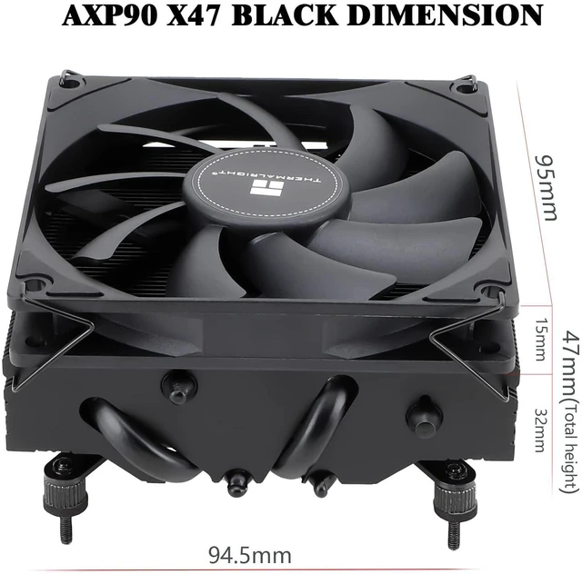 Alt view image 6 of 6 - AXP90 X47 Black Low Profile CPU Cooler, with 92mm TL-9015B Slim PWM Fan, ITX CPU Cooler, AGHP Technology, 47mm Height,for AMD AM4 AM5/Intel 1150/1151/1155/1851/1200/1700(AXP90 X47 Black)