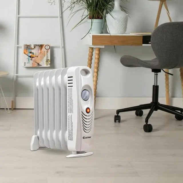 Alt view image 5 of 7 - ARLIME Oil Filled Radiator Heater, 700W Small Space Heating Machine with Thermostat, Overheat Protection, Portable Oil Heater for Indoor Use, Bedroom, Office, Home