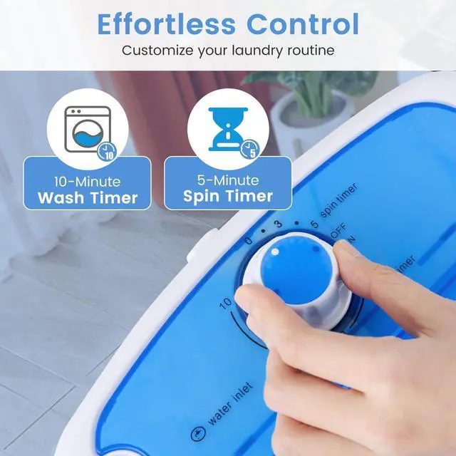 Alt view image 4 of 7 - ARLIME Mini Washer and Dryer Combo, 5.5 Lbs Mini Laundry Washer, Semi-automatic Washing Machine with Drain Hose & Spin Tub, Small Washing Machine for Drom RV Apartment (Blue)