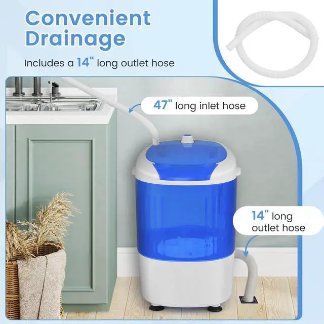 Alt view image 5 of 7 - ARLIME Mini Washer and Dryer Combo, 5.5 Lbs Mini Laundry Washer, Semi-automatic Washing Machine with Drain Hose & Spin Tub, Small Washing Machine for Drom RV Apartment (Blue)