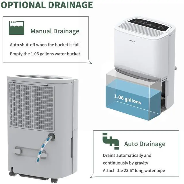 Alt view image 5 of 7 - 150 Pint Energy Star Dehumidifier with Pump and WIFI for Large Room/Basement (7,000 Sq.Ft) - Auto Drain Hose, Continuous Drainage, Auto Defrost - Quiet for Bedroom, Bathroom, Home & Commercial Use