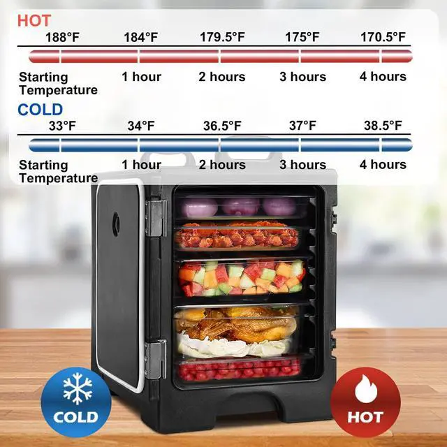 Alt view image 2 of 7 - ARLIME Hot Box Food Warmer 81 QT, Front-loading Insulated Food Pan Carrier for 5 Full-size Pans, Food-Grade LLDPE Material, Hot Boxes for Catering for Canteen and Restaurant Use, Black