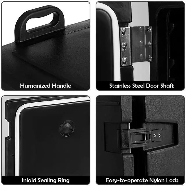 Alt view image 5 of 7 - ARLIME Hot Box Food Warmer 81 QT, Front-loading Insulated Food Pan Carrier for 5 Full-size Pans, Food-Grade LLDPE Material, Hot Boxes for Catering for Canteen and Restaurant Use, Black