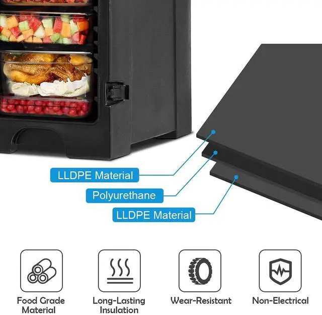 Alt view image 4 of 7 - ARLIME Hot Box Food Warmer 81 QT, Front-loading Insulated Food Pan Carrier for 5 Full-size Pans, Food-Grade LLDPE Material, Hot Boxes for Catering for Canteen and Restaurant Use, Black