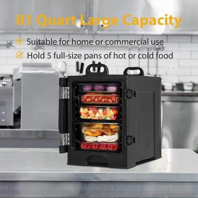 Alt view image 3 of 7 - ARLIME Hot Box Food Warmer 81 QT, Front-loading Insulated Food Pan Carrier for 5 Full-size Pans, Food-Grade LLDPE Material, Hot Boxes for Catering for Canteen and Restaurant Use, Black