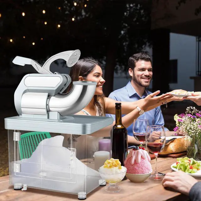 Alt view image 2 of 7 - ARLIME Snow Cone Machine, 660 LBS/H 300W Electric Ice Crusher w/Dual Blades & Safety On/Off Switch, ETL-Approved Stainless Steel Commercial Shaved Ice Machine for Home Restaurant Bar, 37L (Grey)