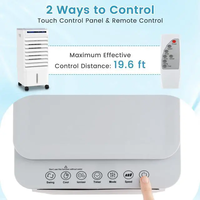 Alt view image 3 of 7 - ARLIME 3 in 1 Evaporative Air Cooler, Windowless Swamp Cooler with 4 Modes, 3 Speeds, 7H Timer, Wide Oscillation, Remote, Double Tanks and 4 Ice Packs, Cooling Fan for Bedroom Living Room Office