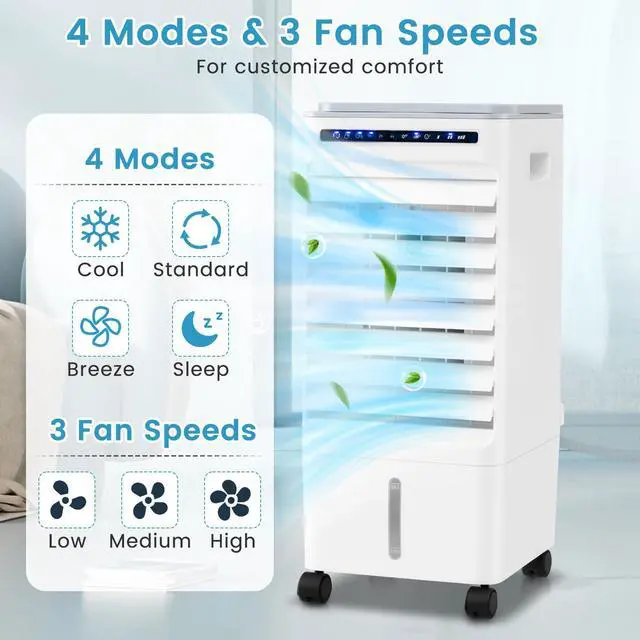 Alt view image 2 of 7 - ARLIME 3 in 1 Evaporative Air Cooler, Windowless Swamp Cooler with 4 Modes, 3 Speeds, 7H Timer, Wide Oscillation, Remote, Double Tanks and 4 Ice Packs, Cooling Fan for Bedroom Living Room Office