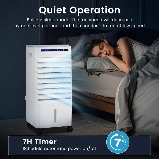 Alt view image 4 of 7 - ARLIME 3 in 1 Evaporative Air Cooler, Windowless Swamp Cooler with 4 Modes, 3 Speeds, 7H Timer, Wide Oscillation, Remote, Double Tanks and 4 Ice Packs, Cooling Fan for Bedroom Living Room Office