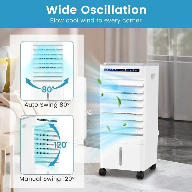 Alt view image 5 of 7 - ARLIME 3 in 1 Evaporative Air Cooler, Windowless Swamp Cooler with 4 Modes, 3 Speeds, 7H Timer, Wide Oscillation, Remote, Double Tanks and 4 Ice Packs, Cooling Fan for Bedroom Living Room Office