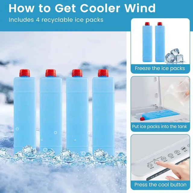 Alt view image 7 of 7 - ARLIME 3 in 1 Evaporative Air Cooler, Windowless Swamp Cooler with 4 Modes, 3 Speeds, 7H Timer, Wide Oscillation, Remote, Double Tanks and 4 Ice Packs, Cooling Fan for Bedroom Living Room Office