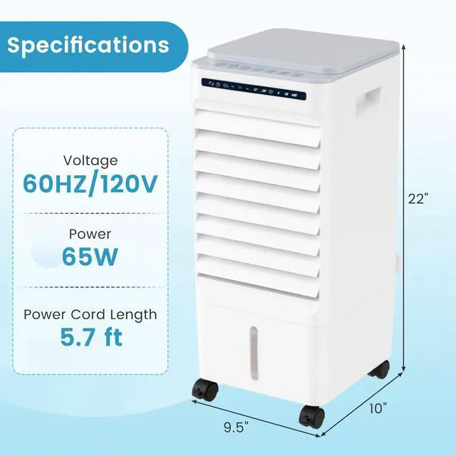 Alt view image 6 of 7 - ARLIME 3 in 1 Evaporative Air Cooler, Windowless Swamp Cooler with 4 Modes, 3 Speeds, 7H Timer, Wide Oscillation, Remote, Double Tanks and 4 Ice Packs, Cooling Fan for Bedroom Living Room Office