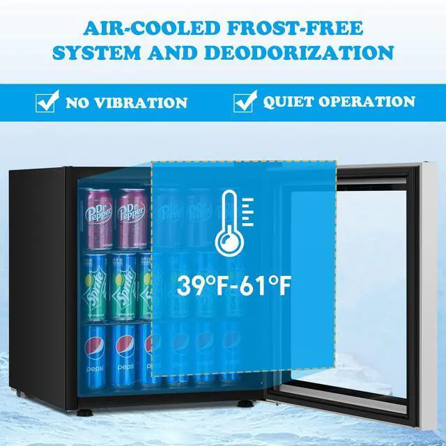 Alt view image 2 of 7 - ARLIME Mini Fridge, Drink Cooler, 60 Can, Beverage Refrigerator with Glass Door, Removable Shelves for Soda Beer Wine, Small Drink Refrigerator for Bedroom, Office, Home Kitchen, Bar, 1.6 Cu. Ft.