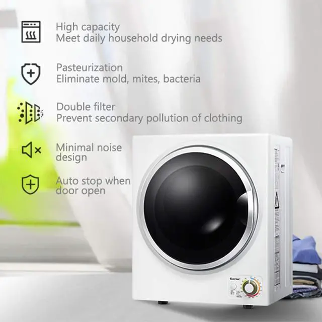 Alt view image 3 of 7 - ARLIME Potable Clothes Dryer, 900W Compact Dryer w/4 Automatic Drying Mode, Stainless Steel Drum & Easy Control Panel, Electric Dryer for Apartments, Dorm & RVs 110V, White