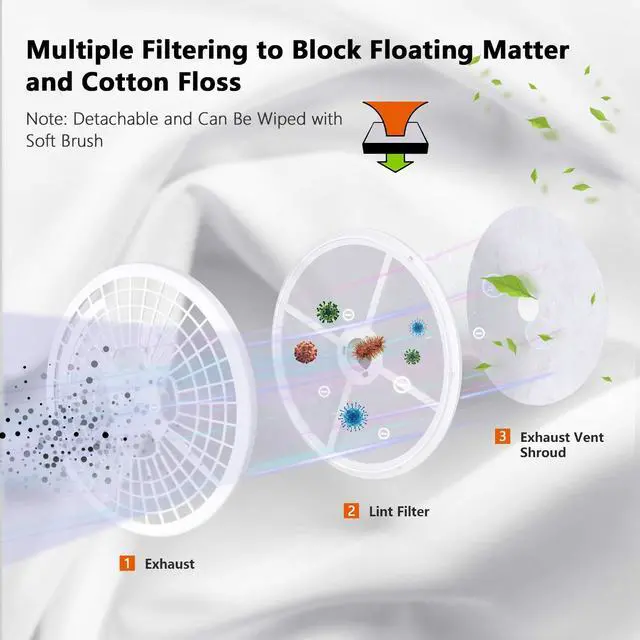 Alt view image 4 of 7 - ARLIME Potable Clothes Dryer, 900W Compact Dryer w/4 Automatic Drying Mode, Stainless Steel Drum & Easy Control Panel, Electric Dryer for Apartments, Dorm & RVs 110V, White