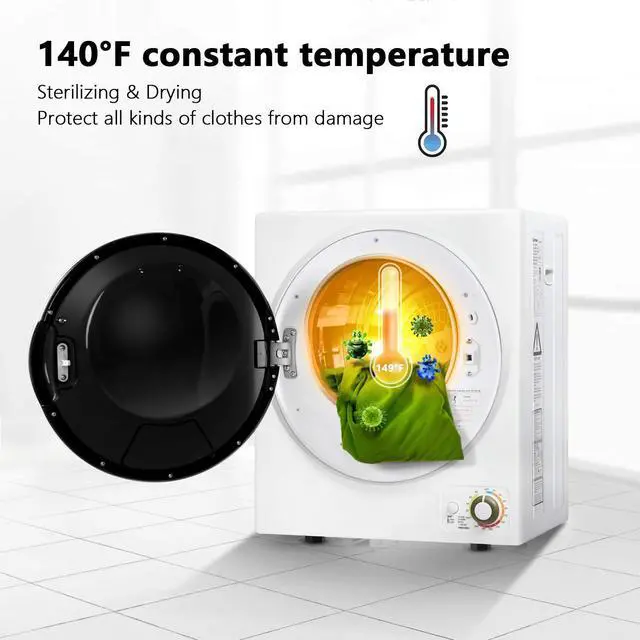 Alt view image 5 of 7 - ARLIME Potable Clothes Dryer, 900W Compact Dryer w/4 Automatic Drying Mode, Stainless Steel Drum & Easy Control Panel, Electric Dryer for Apartments, Dorm & RVs 110V, White