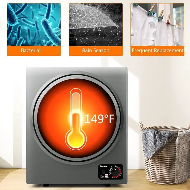 Alt view image 6 of 7 - ARLIME Compact Laundry Dryer, Portable Clothes Dryers W/4 Automatic Drying Mode, Small Electric Laundry Dryer W/Stainless Steel Drum & Control Panel For Apartments, Dorm 110V 900W, Grey