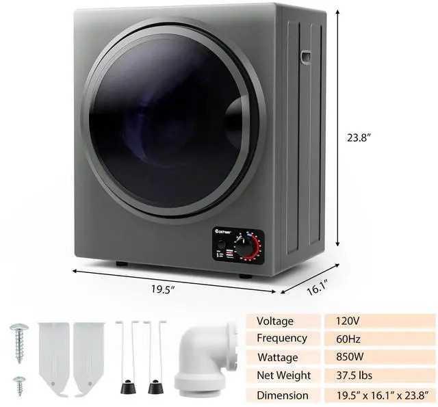 Alt view image 7 of 7 - ARLIME Compact Laundry Dryer, Portable Clothes Dryers W/4 Automatic Drying Mode, Small Electric Laundry Dryer W/Stainless Steel Drum & Control Panel For Apartments, Dorm 110V 900W, Grey