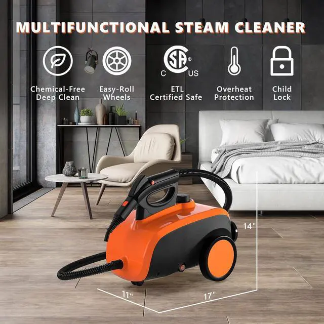 Alt view image 2 of 7 - ARLIME Multi-Purpose Steam Cleaner with 19 Accessories, Household Rolling Steamer Cleaning Mop for Carpet, Cars, Floors W/ 1.5L Tank & Extra-Long Power Cord