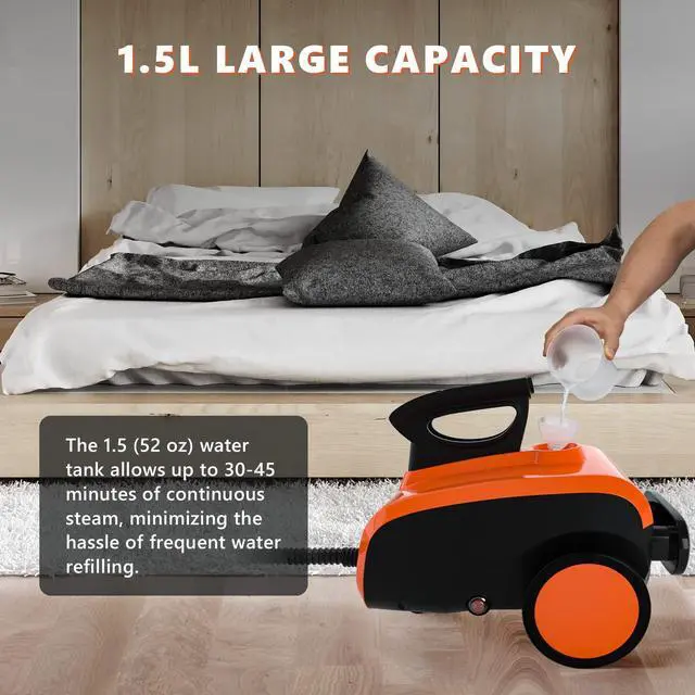 Alt view image 5 of 7 - ARLIME Multi-Purpose Steam Cleaner with 19 Accessories, Household Rolling Steamer Cleaning Mop for Carpet, Cars, Floors W/ 1.5L Tank & Extra-Long Power Cord