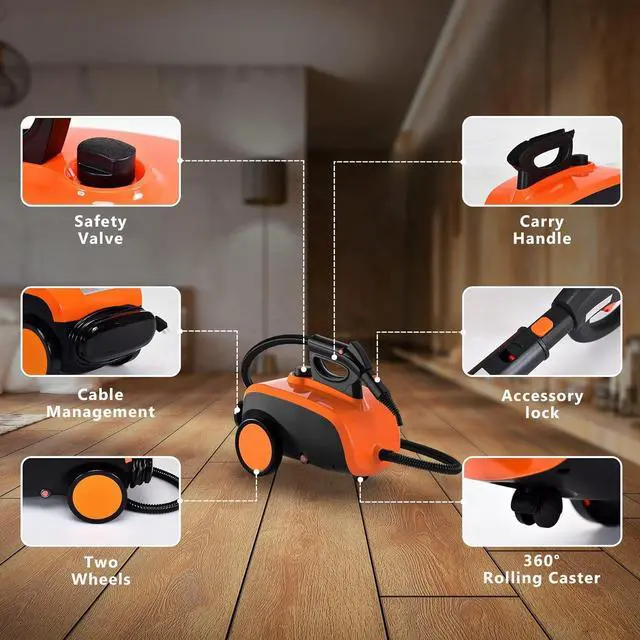 Alt view image 7 of 7 - ARLIME Multi-Purpose Steam Cleaner with 19 Accessories, Household Rolling Steamer Cleaning Mop for Carpet, Cars, Floors W/ 1.5L Tank & Extra-Long Power Cord