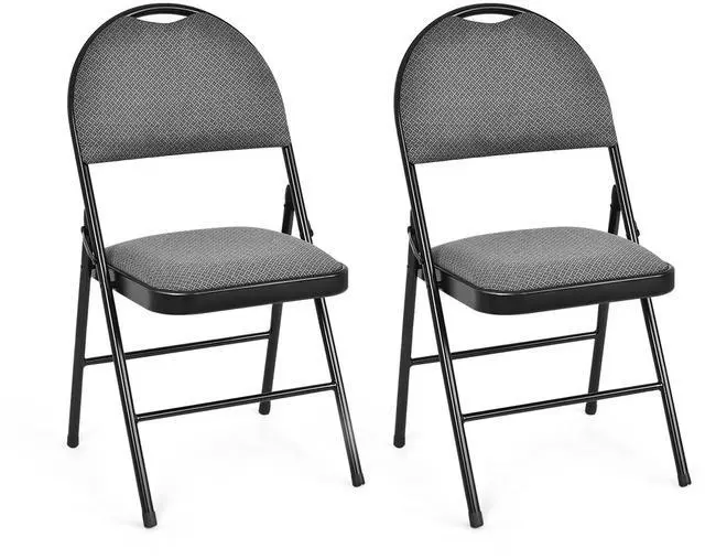 Main image of ARLIME 2 PCS Folding Chairs w/Padded Seats, Padded Foldable Chair w/Handle Hole, Upholstered Seat, Steel Frame, Folding Chair for Home, Church, School, Office, Wedding Party, Courtyard Use, Beige