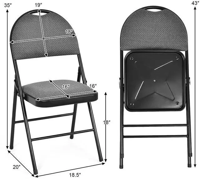 Alt view image 7 of 7 - ARLIME 2 PCS Folding Chairs w/Padded Seats, Padded Foldable Chair w/Handle Hole, Upholstered Seat, Steel Frame, Folding Chair for Home, Church, School, Office, Wedding Party, Courtyard Use, Beige